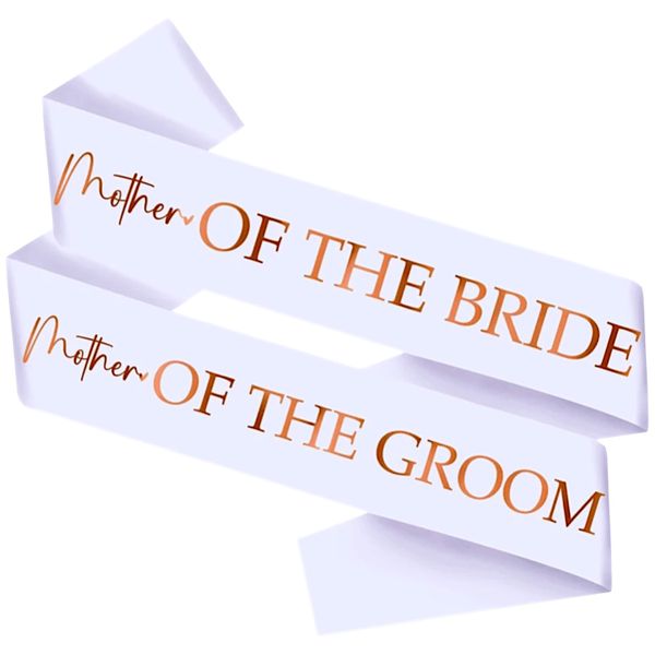 Elegant Mother Of The Bride &amp; Mother Of The Groom Sash - White And Gold