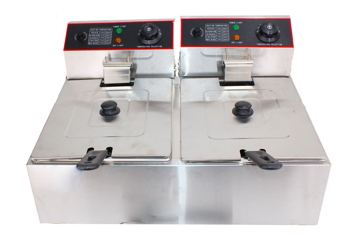 10L Double Tank Electric Stainless Steel Deep Fryer 5L + 5L Tanks