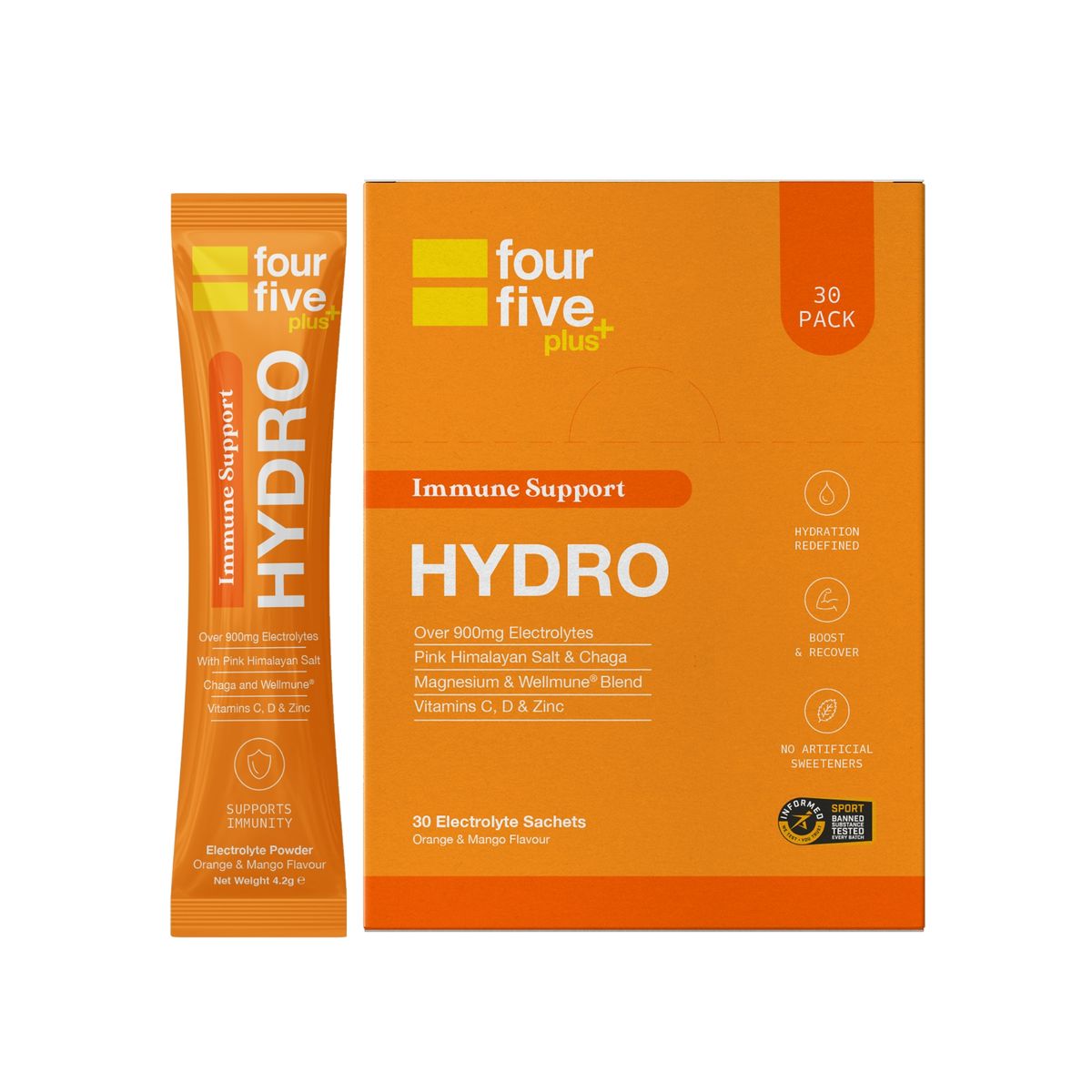 30 Pack - Four five Hydration Sachets (Immune Support) - Electrolytes Powder