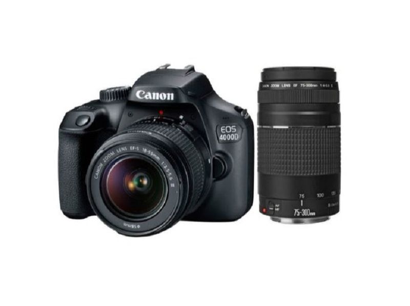 Canon 4000D 18MP DSLR Twin Lens Bundle - Black