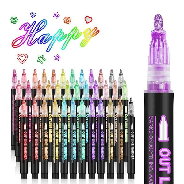 36 Colors Super Squiggles Shimmer Outline Marker Pen Set