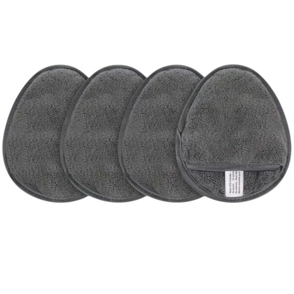 Pack Of 4 Skin-Friendly Water-Drop Shaped Makeup Remover Pads - Grey