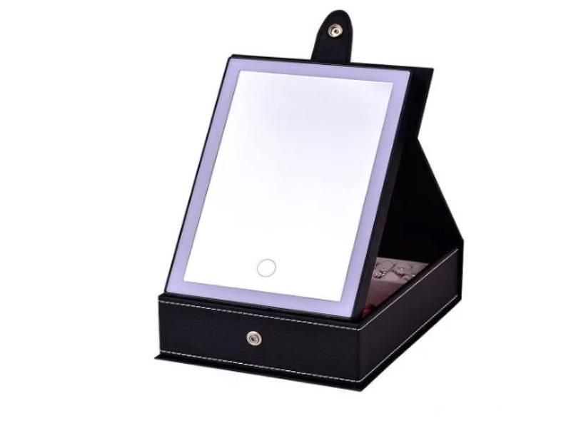 Jewelry Box Organize With Usb Lighted, Vanity Mirror Trinket Box