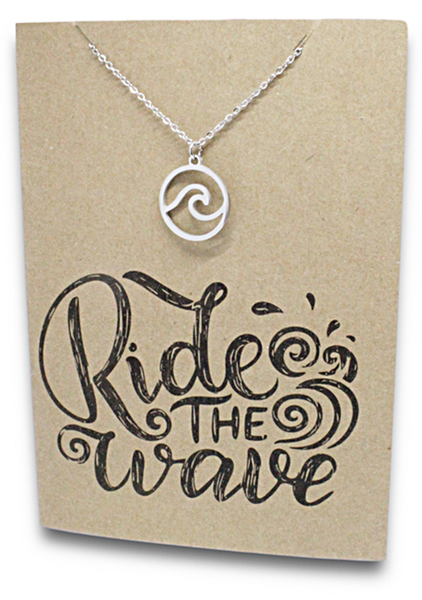 Stainless Steel Necklace On Message Card-Wave New