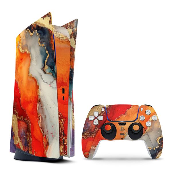 Decal Skin Compatible with PS5 (Disc) - Vivid Marble Burst Gold (Decal Only)