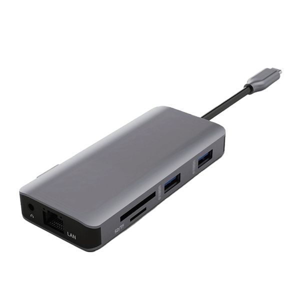 9in1 Type C Hub RJ-45 VGA HDMI-Compatible Ports USB C Dongle