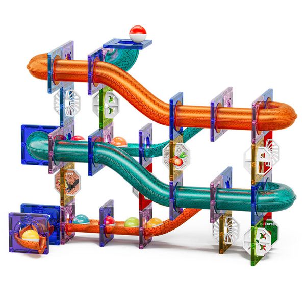 HEMCO Ball Slide Tube Magnet Tiles Building Block Playset 111 Piece S-C020