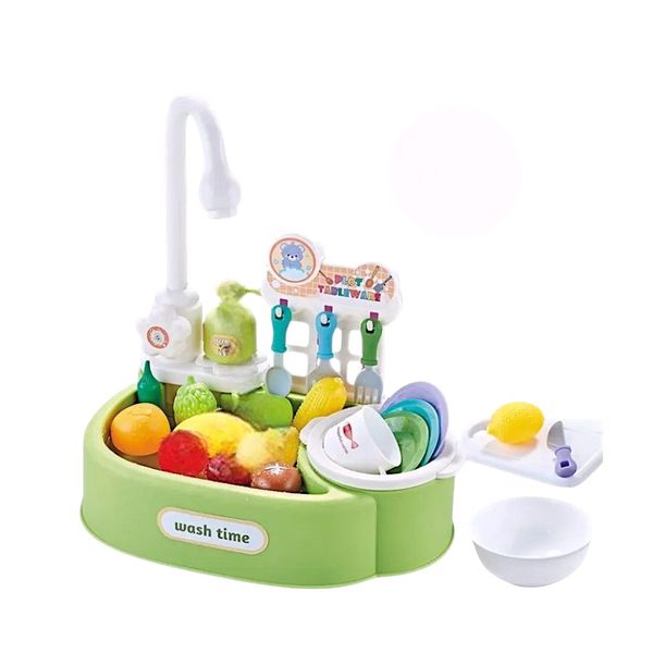 Toy Kitchen Sink Dishwashing Set - 23-Piece Pretend Play with Water Pump