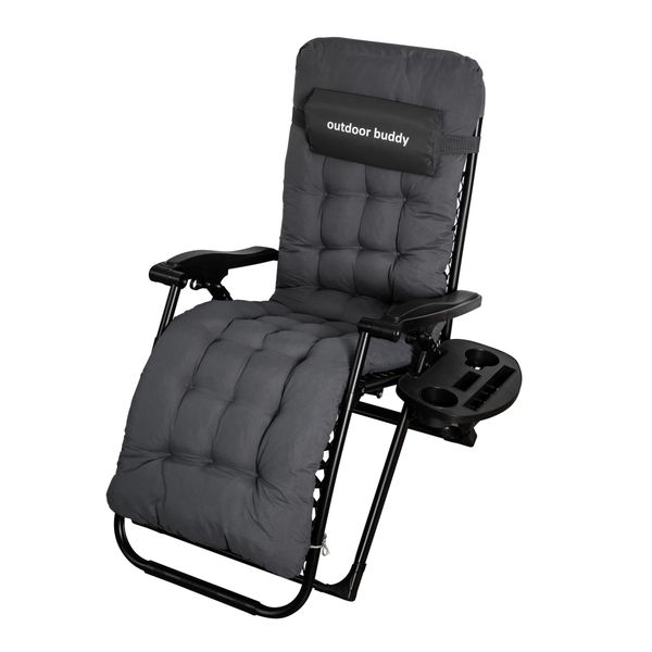 Outdoor Buddy - Solara Lounger (Grey) with Cushion - 150kg Capacity