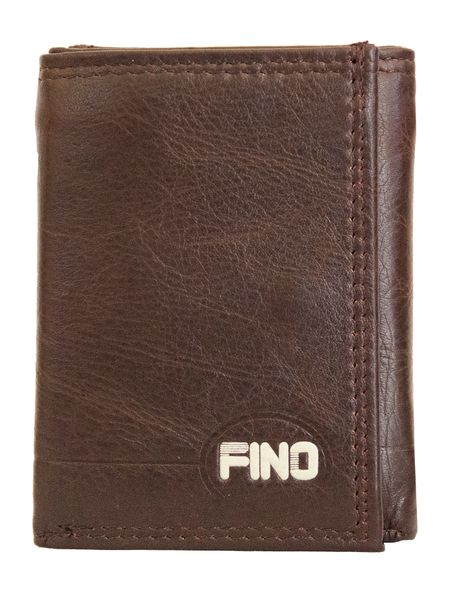 Fino DWS-823 Genuine Leather Logo Design Slim Trifold Wallet with Box
