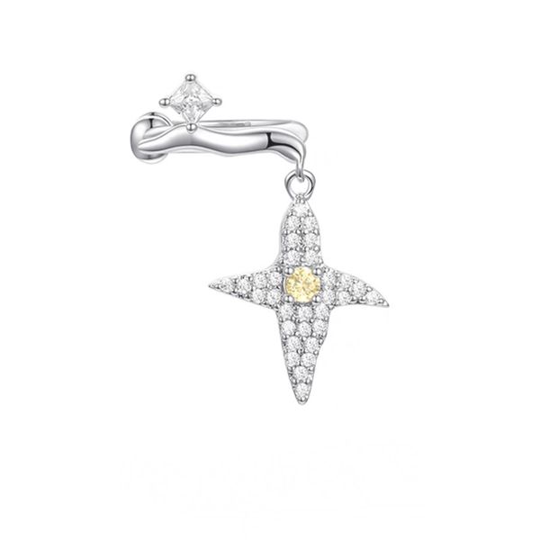 Star Shaped Ear Clip With Gold Zircon Without