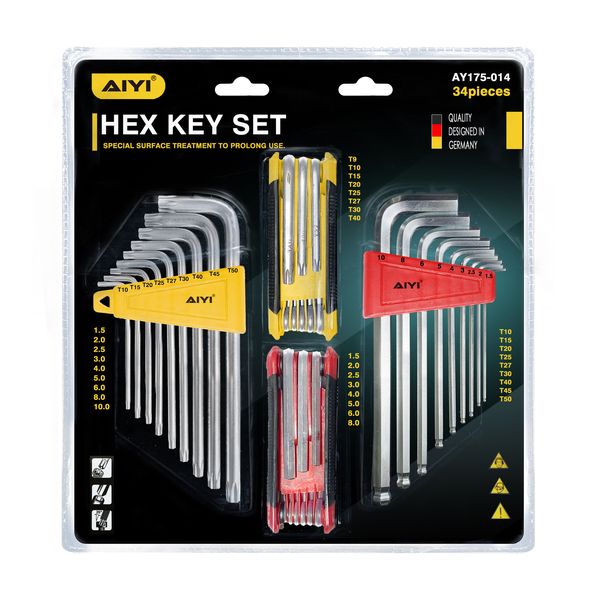 AIYI 34-Piece Hex Key Set with Folding Multi-Tools - AY175-014