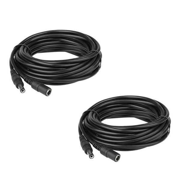 Set of 2 5m DC Black Power Extension Cable