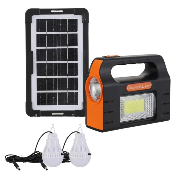 Home Solar Solution with Powerbank ,2 Lights and Portable Cob and Torch