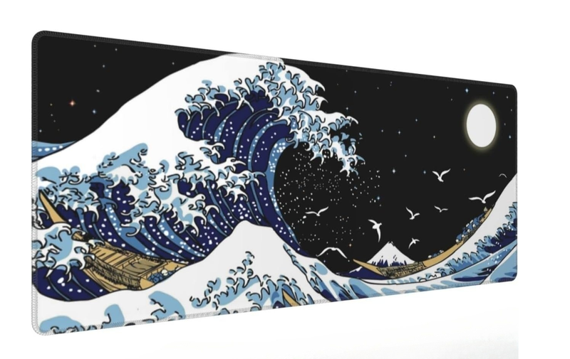 Surfing and Black Mouse Pad, Large Gaming Mouse Pad Non-Slip Rubber Pad
