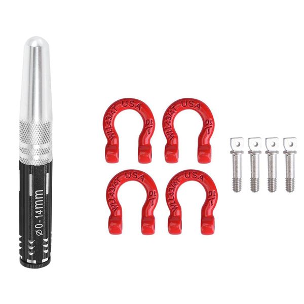 4Pcs Red Metal Bumper D-Ring Tow Hook For 1/10 Rc Crawler Car Traxxas