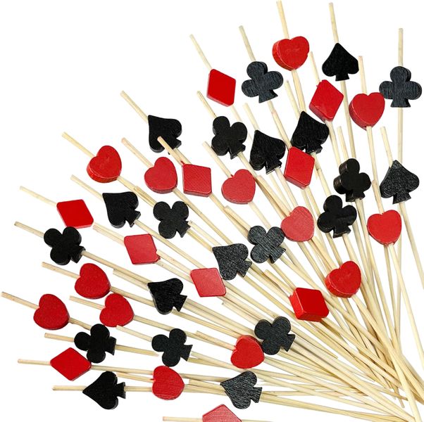 50 Pieces Premium Wooden Casino Theme Cocktail Picks