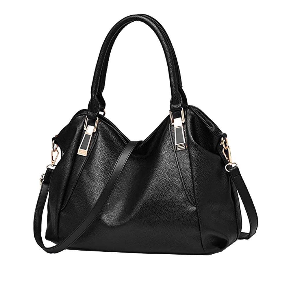 Women's Fashion Soft Leather Satchel Handbag Shoulder Bag - Black | Buy ...