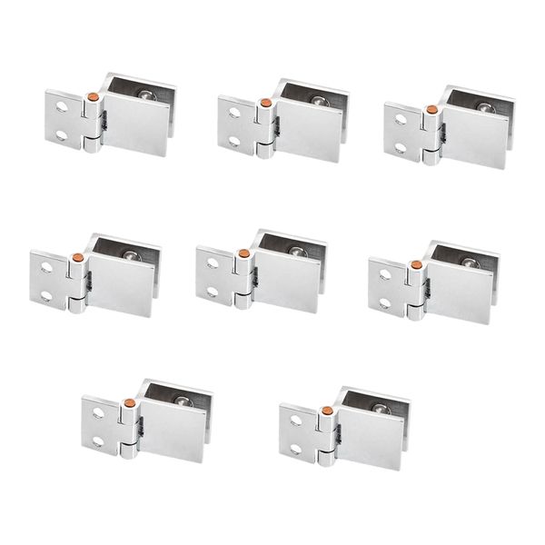 Set of 8 Glass Door Hinges, 5mm-8mm for Cabinet Cupboard Glass Door