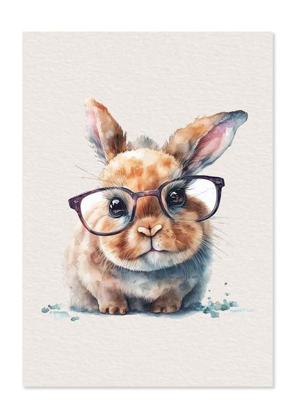 Nursery Wall Art: Bunny Rabbit with Glasses