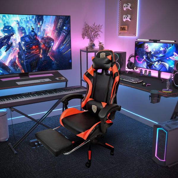 Gaming Chair Ergonomic Adjustable Recliner Computer Chair with Footrest
