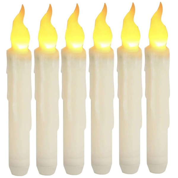 LED Candle Taper Candles for Wedding Church Party - Set of 6