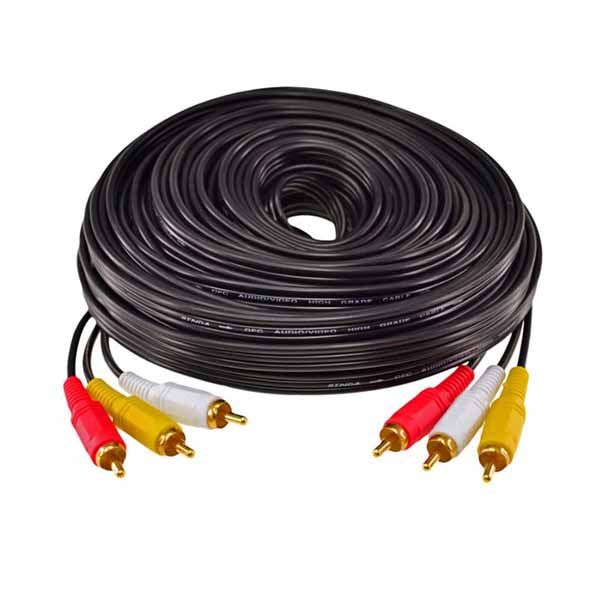 3 RCA Male to 3 RCA Male AV Cable : 15 Meters