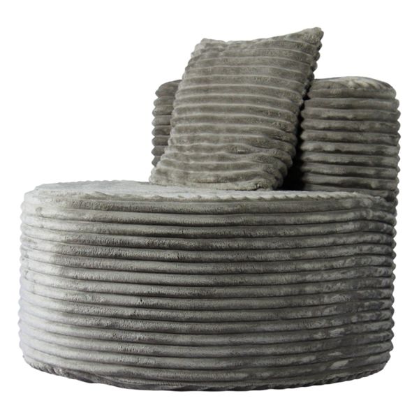 Soft Grey Round Back Compressed Boneless Office &amp; Lounge Sofa | With Pillow