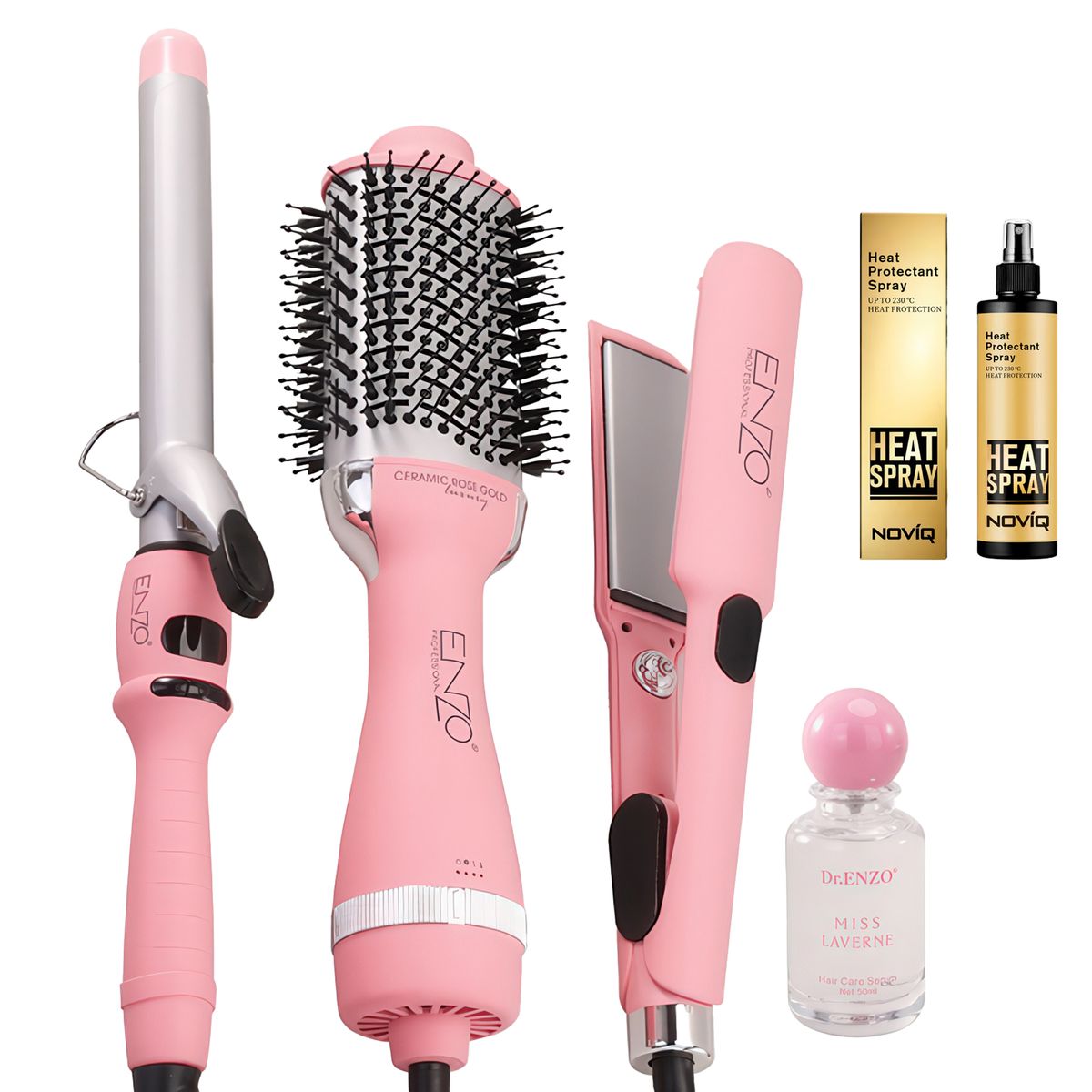 アイオス& 暗黒王 &ヒューセット Enzo Hair Styling Gift Set 3-in-1 + NOVIQ Heat Spray 250ml | Shop