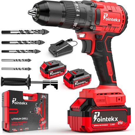 POINTEKX 120NM Cordless Drill Brushless Impact Hammer Drill Set