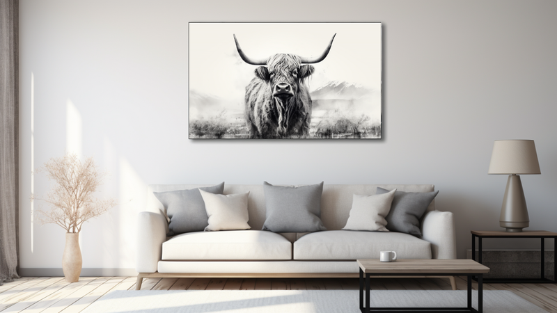 Canvas Wall Art - Highland Bull Creative Art - HD0364