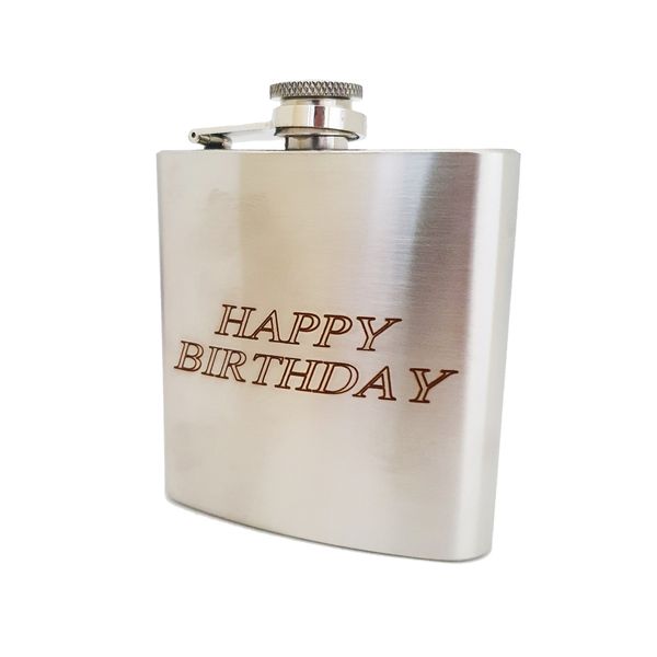 Happy Birthday Hip Flask - Stainless Steel