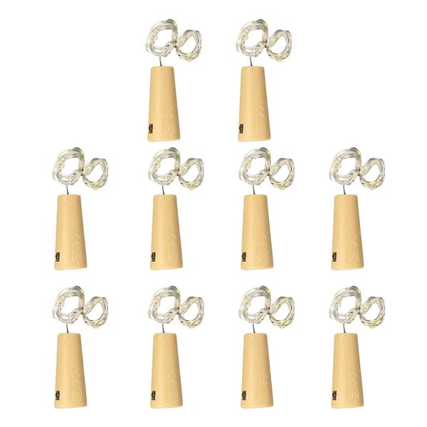 10-Pack Bottle Cork LED Fairy Lights - 2m String - Warm White or Multicolor
