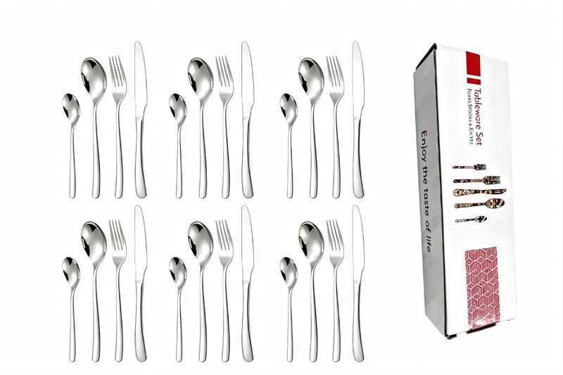 Premium 24-Piece Stainless Steel Cutlery Set - Heavy Duty Knife Fork Spoon