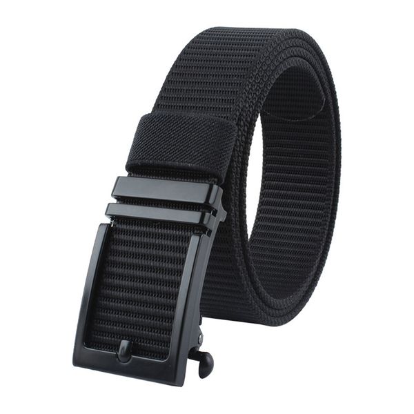 Ratchet Belt, HeavyDuty Nylon Webbing, Automatic Slide Buckle, Black, 120cm