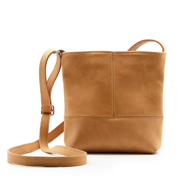 Sproose - Genuine Leather Simple Sling Bag - Tan