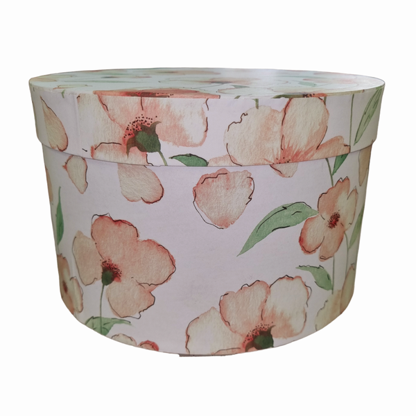 Pink Floral Hat Box &amp; White Shredded Tissue Paper