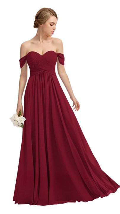 Burgundy off shoulder chiffon dress - UK10 | Buy Online in South Africa ...