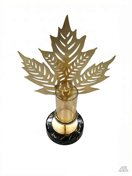 Golden Maple Leaf Candle Holder