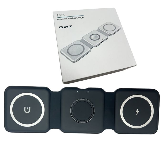 Dat Portable 3 in 1 Magnetic Wireless Charger-Black