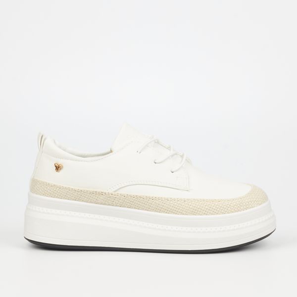 Women White Nubuck Pu Plain Casual image