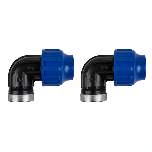 40mm Female Compression Elbow Fitting for Plumbing &amp; Irrigation - 2 Pack