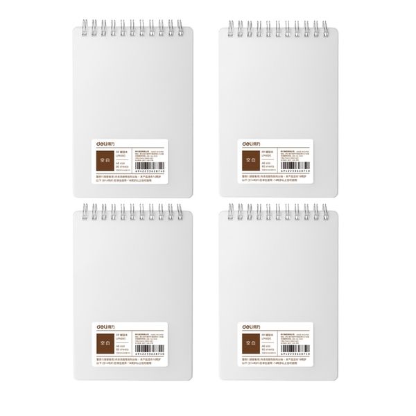 Deli Spiral Notebook A6, 80 Sheets Transparent Cover - 4pcs