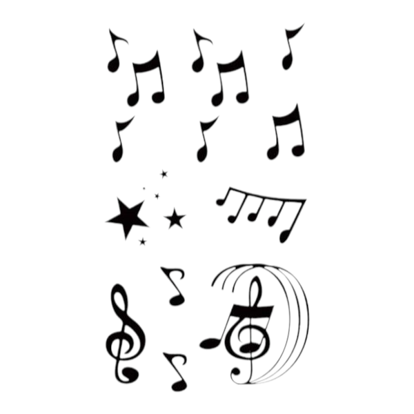 Elegant Musical Notes Temporary Tattoo Set - Black