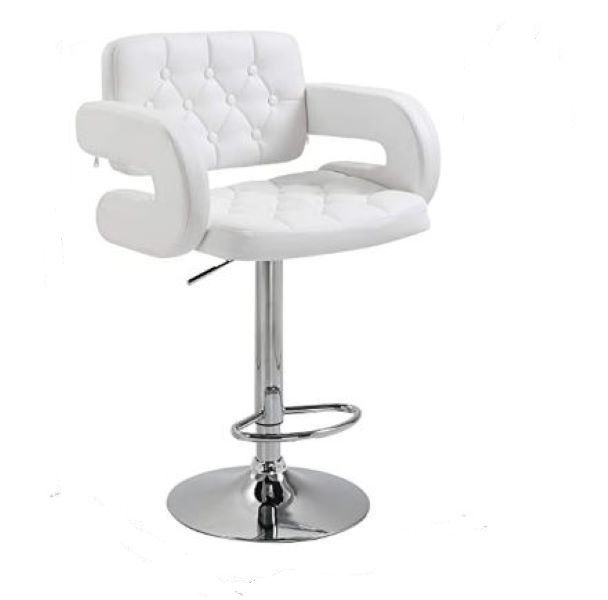 Syntronics - Modern Leather Bar Stool - White