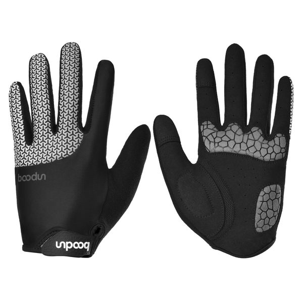 Boodun Full Finger Cycling Gloves Grey/Black image