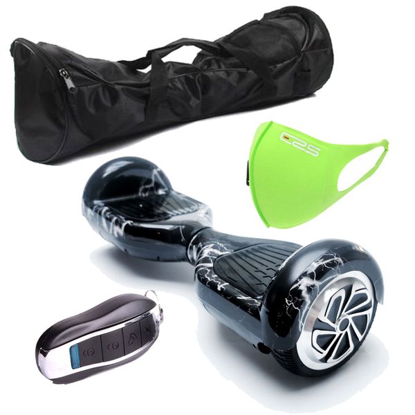 Self Balance Scooter: 6.5" Hoverboard-LED-Bluetooth-Remote-Bag-Black Lightning