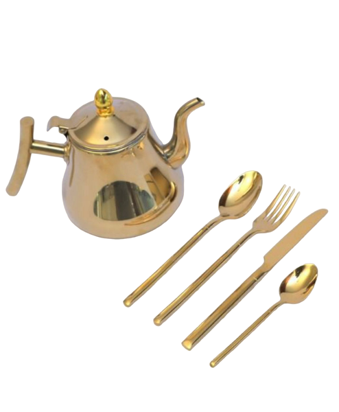 Coffee/Tea Kettle and 4 Pieces Cutlery Set