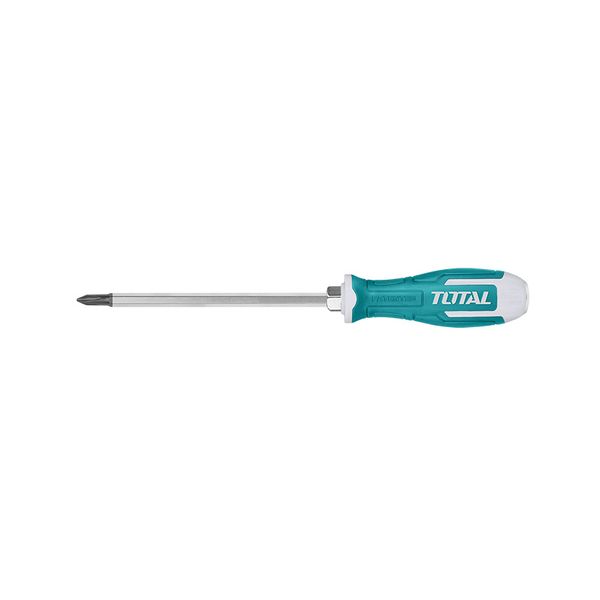 Total Tools 2Pcs Phillips Screwdriver 200mm Slotted Go-Through