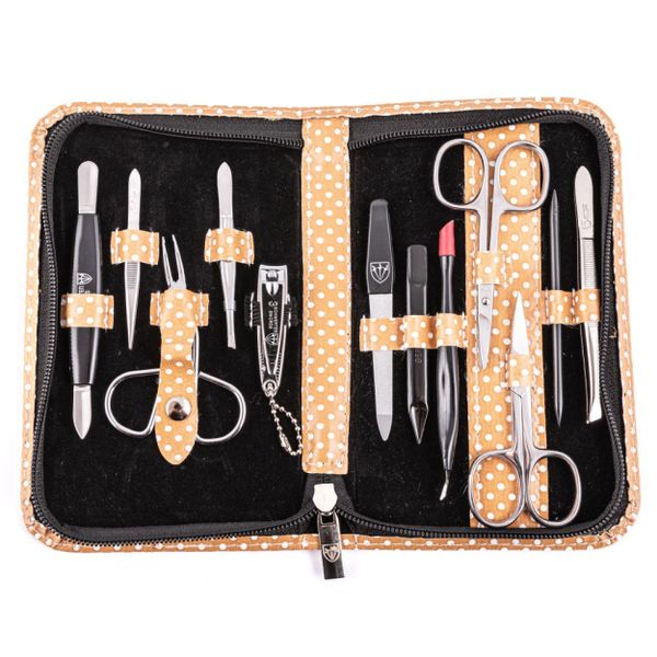 Kellermann 3 Swords Manicure Set 12 Pcs: Beige/White Case: V- Savanna Touch